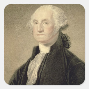 Adesivo Quadrado Retrato de George Washington, gravado por William