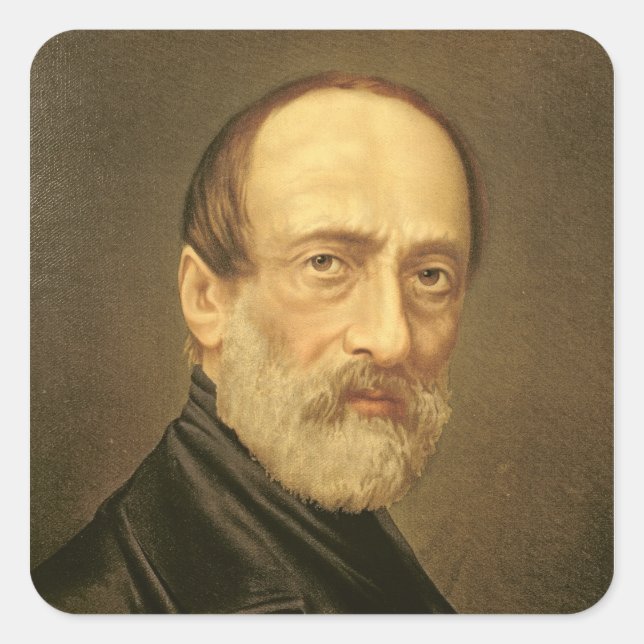 Adesivo Quadrado Retrato de Giuseppe Mazzini (Frente)