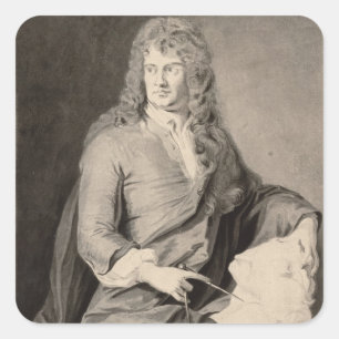 Adesivo Quadrado Retrato de Grinling Gibbons (1648-1721) (w/c em p