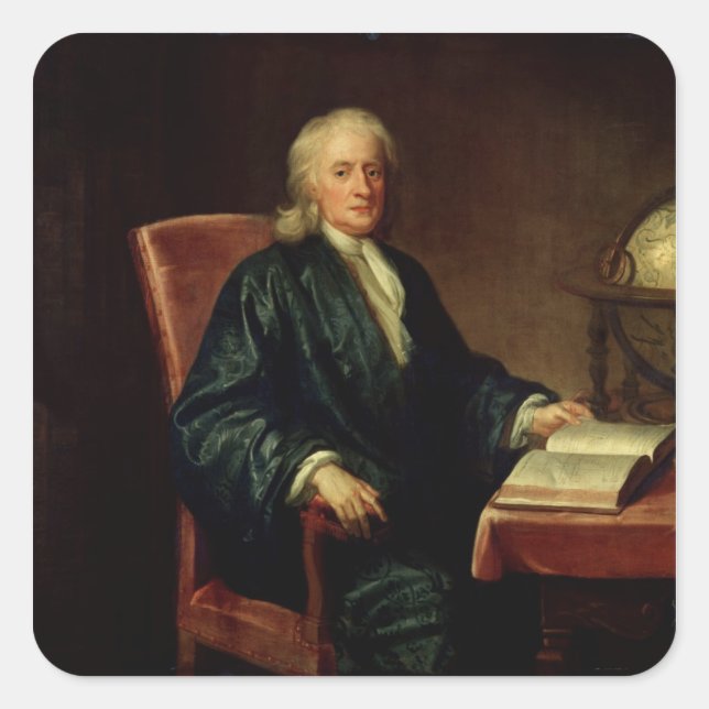 Adesivo Quadrado Retrato de Isaac Newton, c.1726 (Frente)