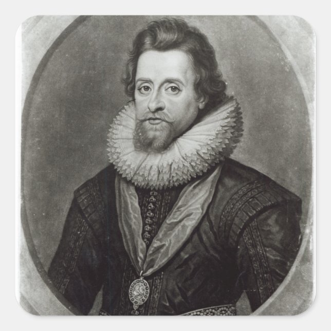 Adesivo Quadrado Retrato de James I depois de uma miniatura por (Frente)