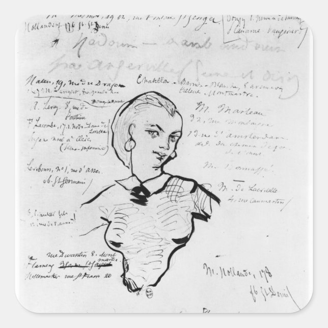 Adesivo Quadrado Retrato de Jeanne Duval (Frente)