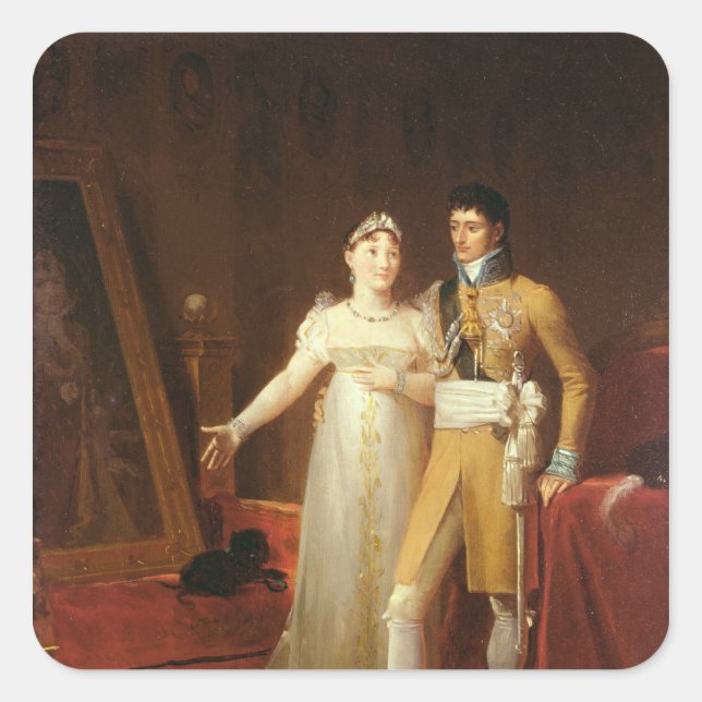 Adesivo Quadrado Retrato de Jerome Bonaparte e sua esposa (Frente)