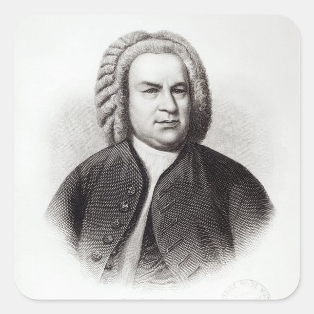 Adesivo Quadrado Retrato de Johann Sebastian Bach (Frente)