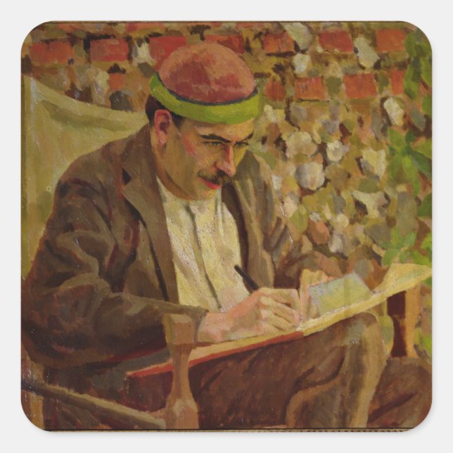 Adesivo Quadrado Retrato de John Maynard Keynes (1883-1946) (óleo (Frente)
