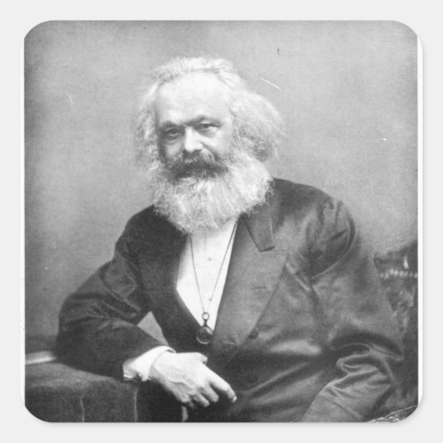 Adesivo Quadrado Retrato de Karl Marx (Frente)