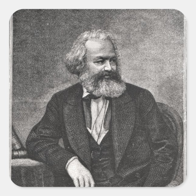 Adesivo Quadrado Retrato de Karl Marx 1857 (Frente)