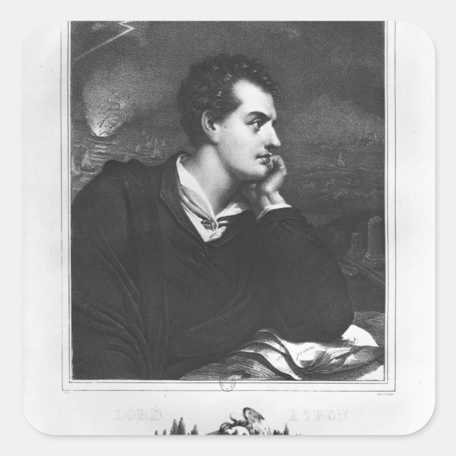 Adesivo Quadrado Retrato de Lord Byron (Frente)
