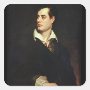 Adesivo Quadrado Retrato de Lord Byron (1788-1824) (óleo na canvas)