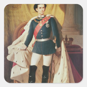 Adesivo Quadrado Retrato de Ludwig II da Baviera de uniforme