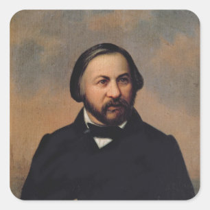 Adesivo Quadrado Retrato de Mikhail Ivanovich Glinka, 1850s