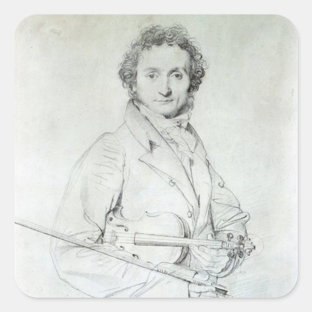 Adesivo Quadrado Retrato de Niccolo Paganini 1819 (Frente)
