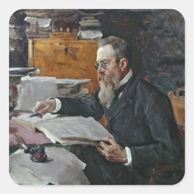 Adesivo Quadrado Retrato de Nikolai Andreyevich Rimsky-Korsakov (Frente)