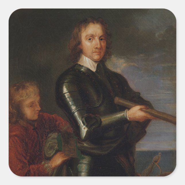 Adesivo Quadrado Retrato de Oliver Cromwell (Frente)