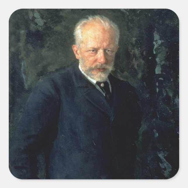 Adesivo Quadrado Retrato de Piotr Ilyich Tchaikovsky (Frente)