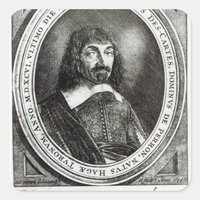 Adesivo Quadrado Retrato de Rene Descartes, 1644 (Frente)