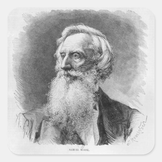 Adesivo Quadrado Retrato de Samuel Morse (Frente)