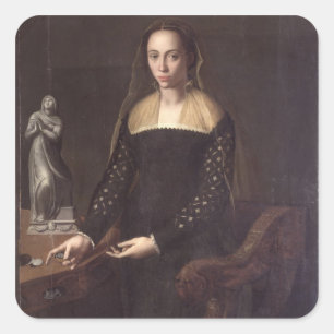Adesivo Quadrado Retrato de um Gentlewoman, 1559 (óleo no painel)