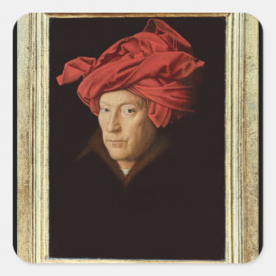 Adesivo Quadrado Retrato de um homem, 1433 (óleo no carvalho) (vej