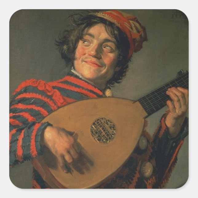 Adesivo Quadrado Retrato de um Jester com Luta (óleo na canvas) (Frente)