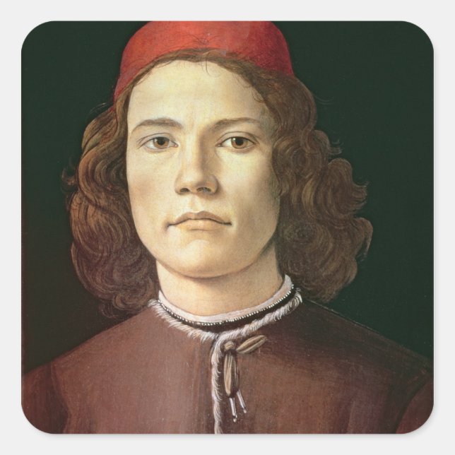 Adesivo Quadrado Retrato de um Jovem, c.1480-85 (Frente)