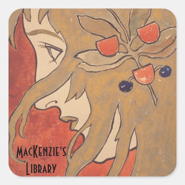 Adesivo Quadrado Retrato de uma garota por Koloman Moser (Frente)