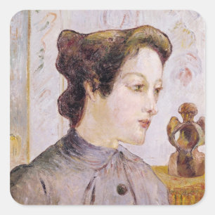 Adesivo Quadrado Retrato de uma jovem mulher, 1886 de Paul Gauguin