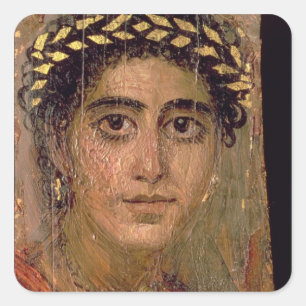 Adesivo Quadrado Retrato de uma mulher, de Fayum, Romano-Egípcio,