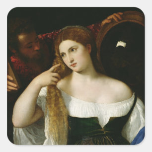 Adesivo Quadrado Retrato de uma mulher em seu toalete, 1512-15