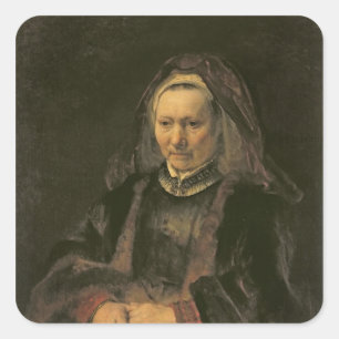 Adesivo Quadrado Retrato de uma mulher idosa, C. 1650