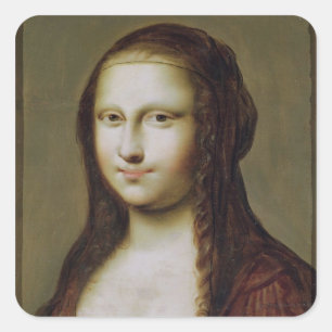Adesivo Quadrado Retrato de uma mulher inspirada pela Mona Lisa