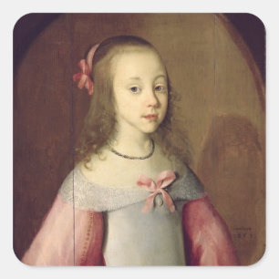 Adesivo Quadrado Retrato de uma rapariga, 1651