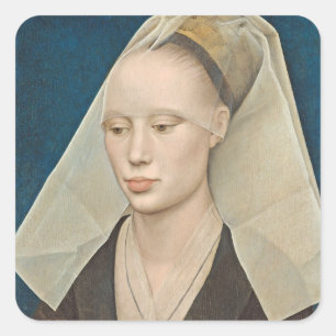 Adesivo Quadrado Retrato de uma senhora, c.1460 (óleo no painel)