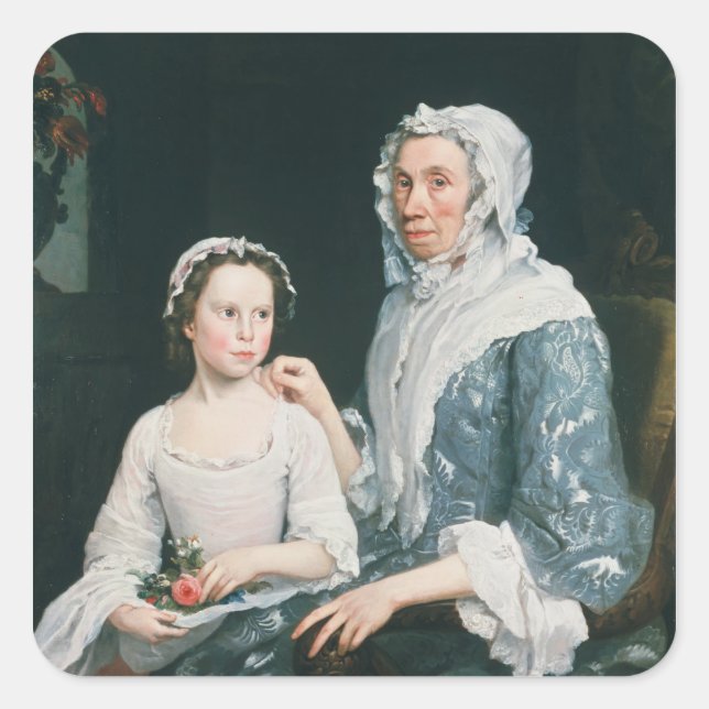 Adesivo Quadrado Retrato de uma Senhora Idosa e de uma Menina (Frente)