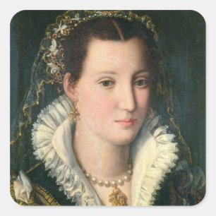 Adesivo Quadrado Retrato de uma senhora (óleo no painel) 2