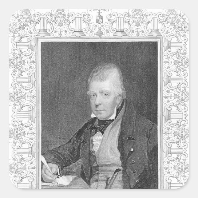 Adesivo Quadrado Retrato de Walter Scott (Frente)