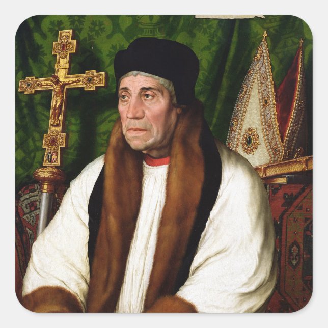 Adesivo Quadrado Retrato de William Warham (Frente)