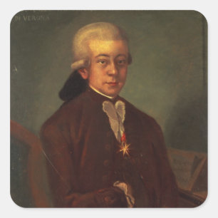Adesivo Quadrado Retrato de Wolfgang Amadeus Mozart 2