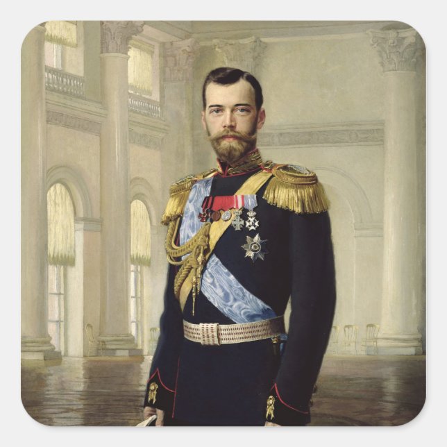 Adesivo Quadrado Retrato do Imperador Nicholas II, 1900 (Frente)
