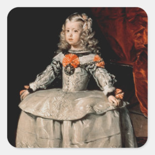 Adesivo Quadrado Retrato do Infanta Margarita envelhecida cinco