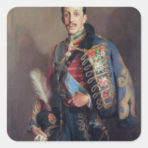 Adesivo Quadrado Retrato do Rei Alfonso XIII da Espanha, 1927