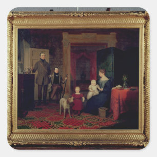 Adesivo Quadrado Retrato do Van Cortland Família, c.1830