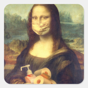 Adesivo Quadrado Retrato do vírus Corona