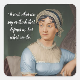 Adesivo Quadrado retrato e citação de Jane Austen