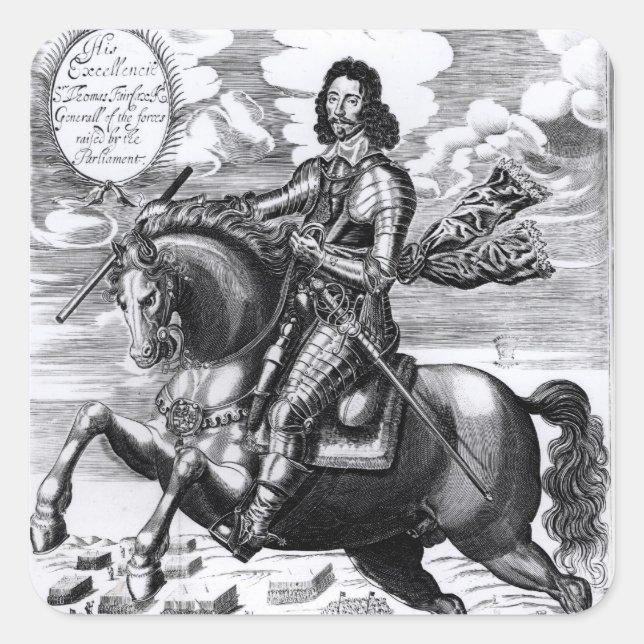 Adesivo Quadrado Retrato equestre (Frente)