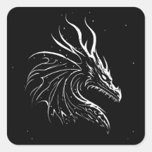 Retrato minimalista do dragão, preto e branco