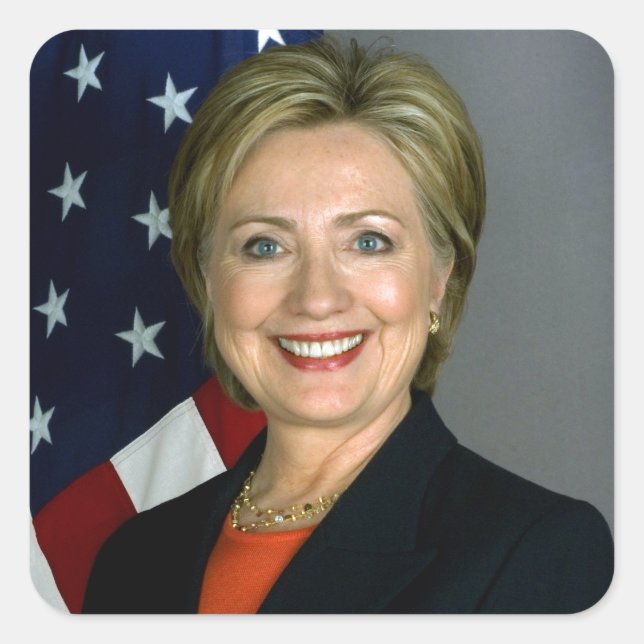 Adesivo Quadrado Retrato Oficial Hillary Clinton (Frente)
