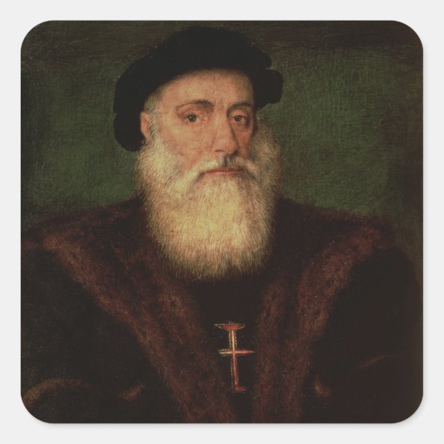 Adesivo Quadrado Retrato presumivelmente de Vasco da Gama c.1524 (Frente)
