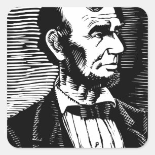 Adesivo Quadrado Retrato preto e branco de Abraham Lincoln do