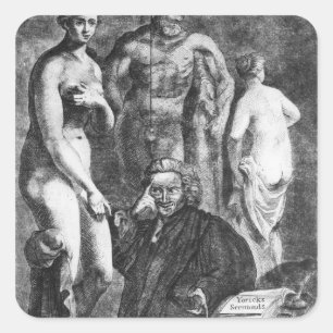 Adesivo Quadrado Retrato satírico de Laurence Sterne, c.1761